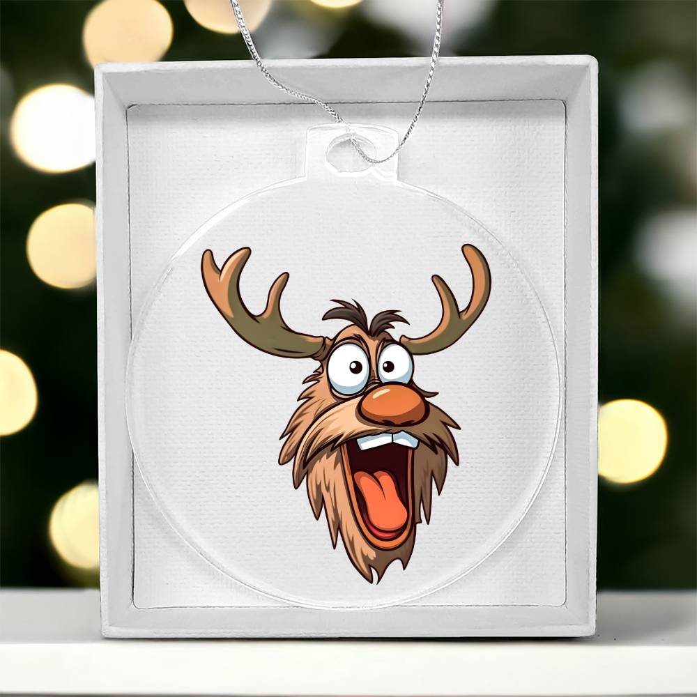 Funny Reindeer Face 10 - Acrylic Ornament