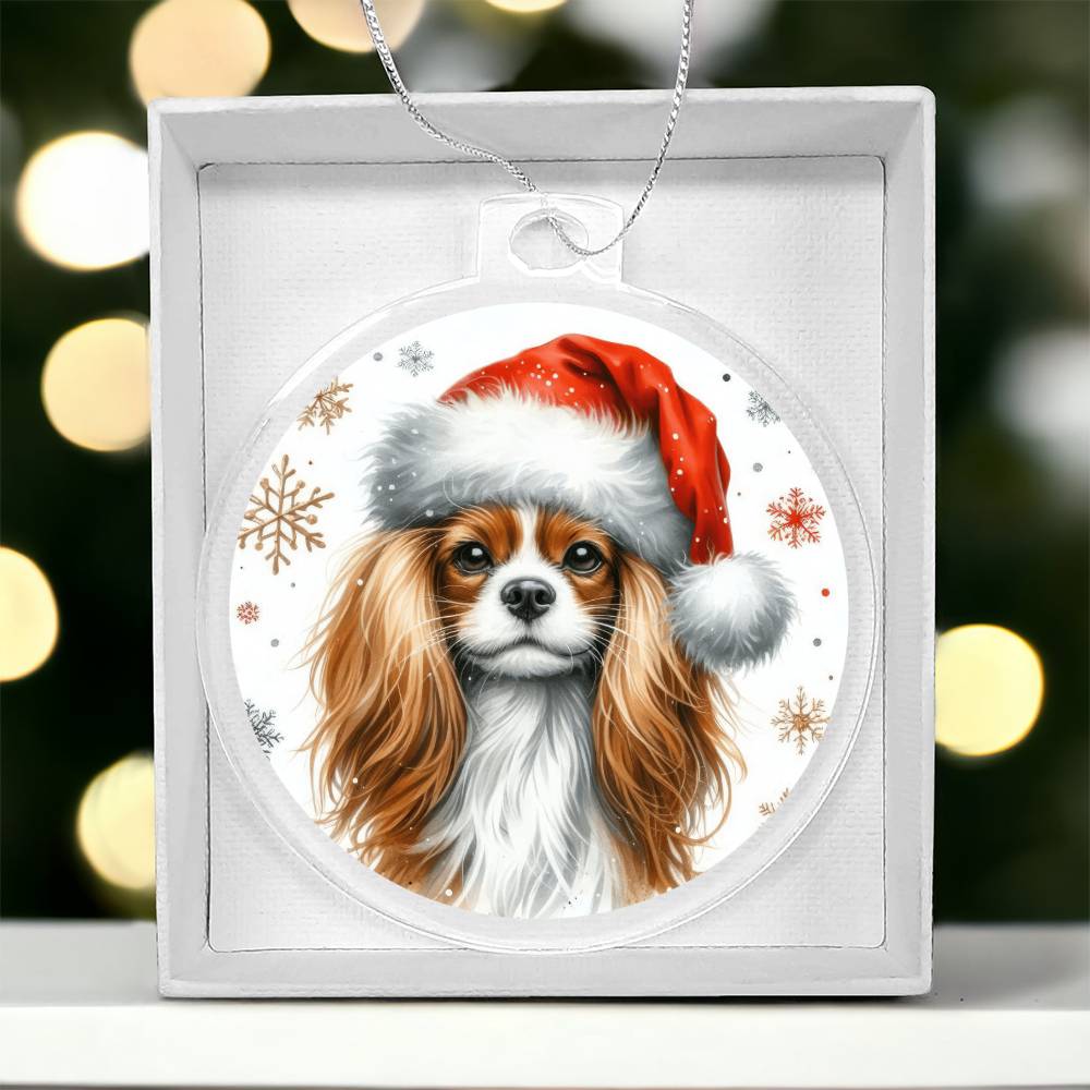 Christmas Dog - English Toy Spaniel - Acrylic Ornament