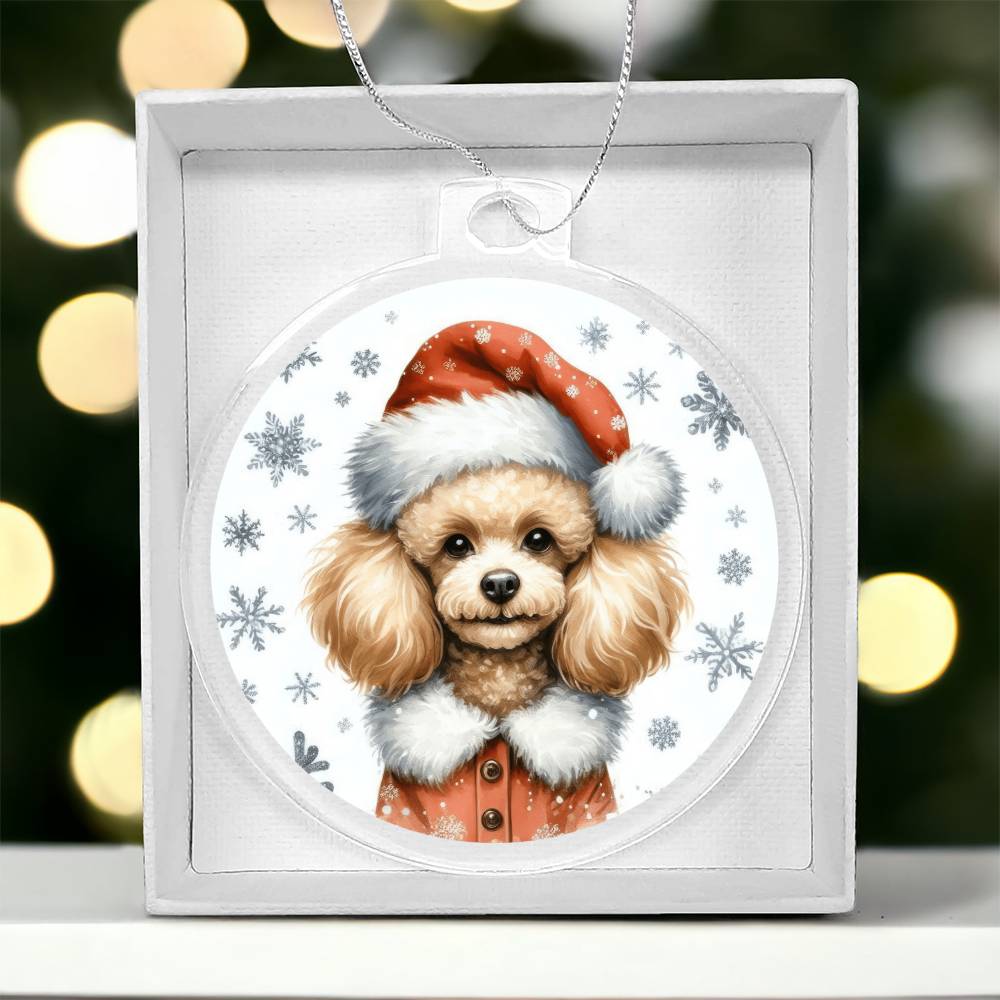 Christmas Dog - Toy Poodle - Acrylic Ornament
