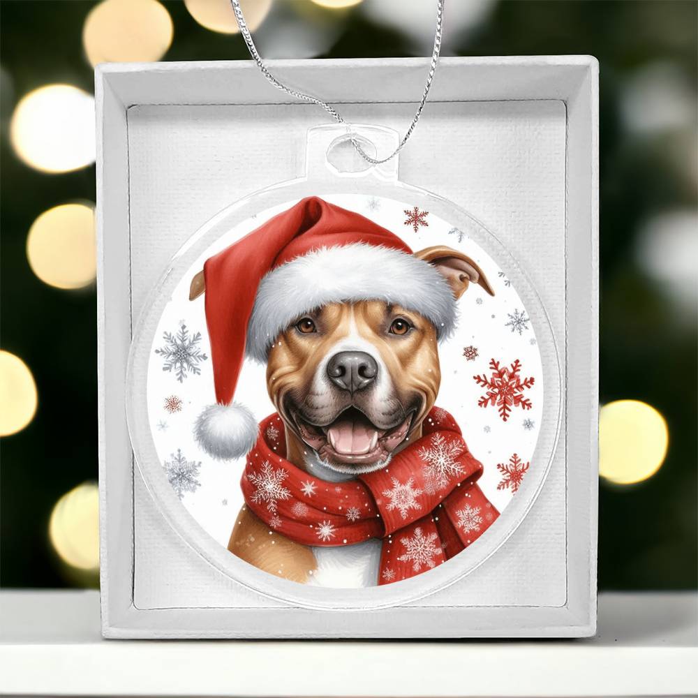 Christmas Dog - American Pit Bull Terrier - Acrylic Ornament