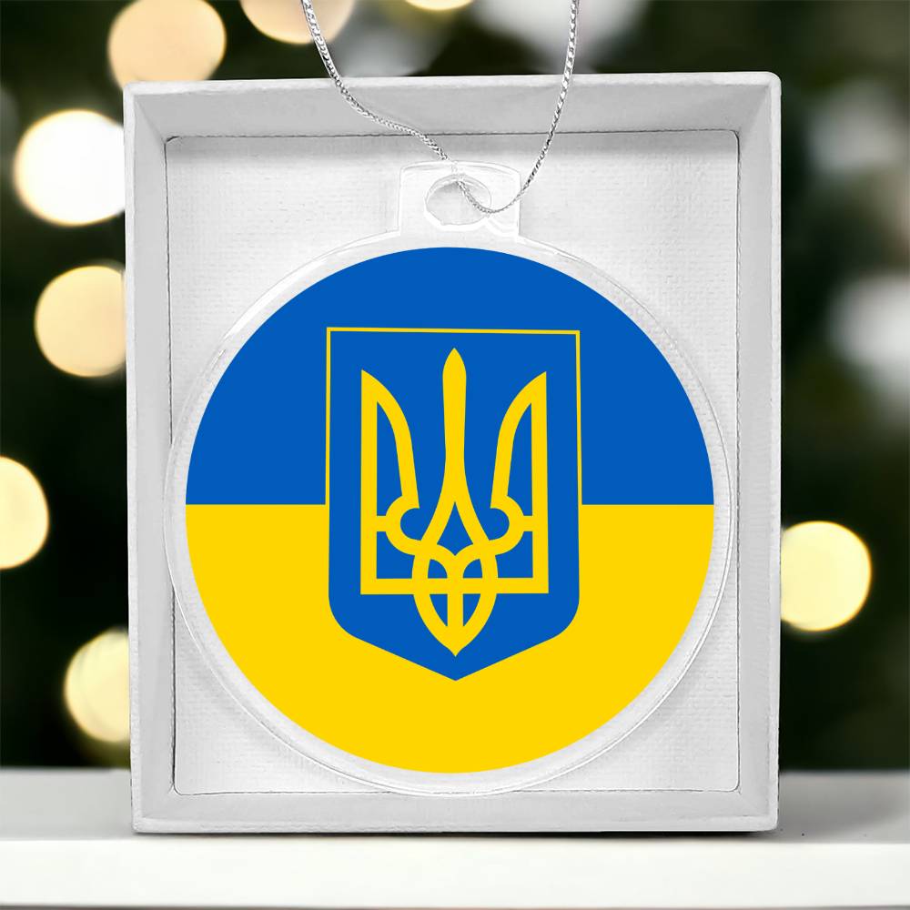 Tryzub And Flag Of Ukraine - Acrylic Ornament