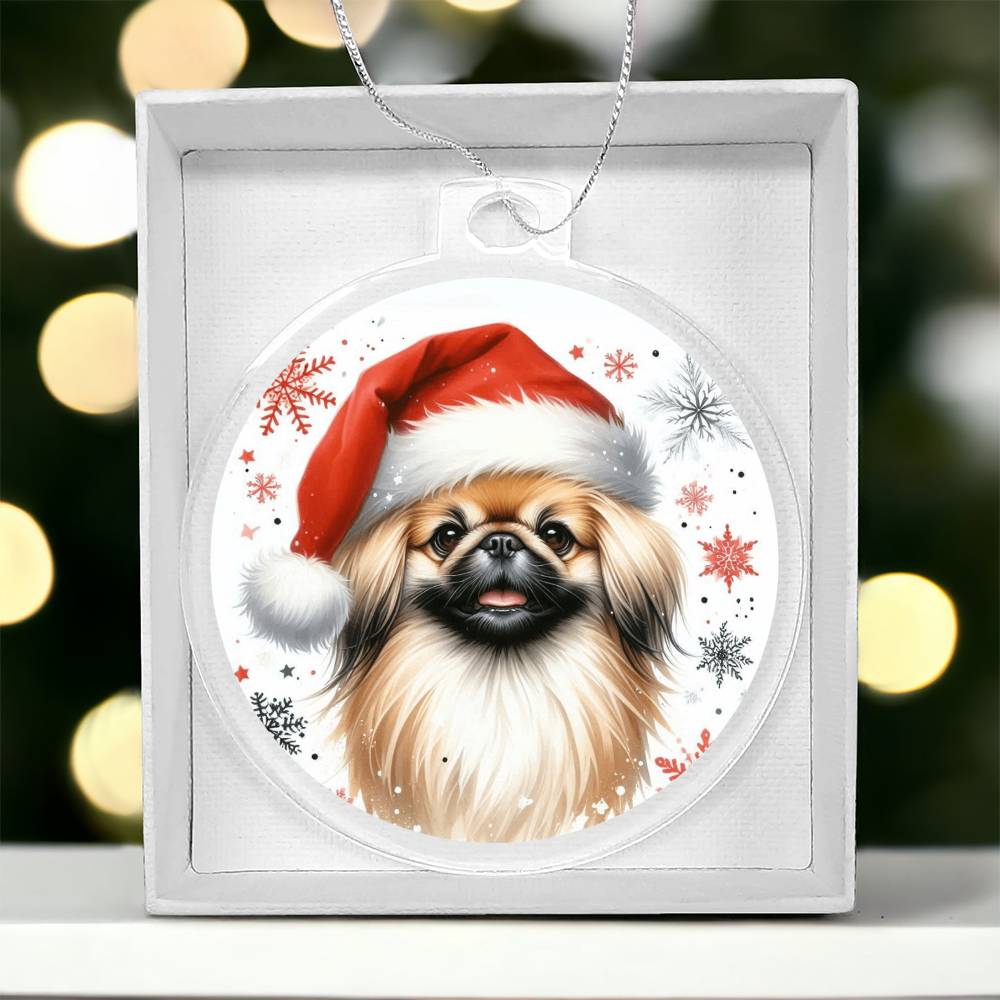 Christmas Dog - Pekingese - Acrylic Ornament