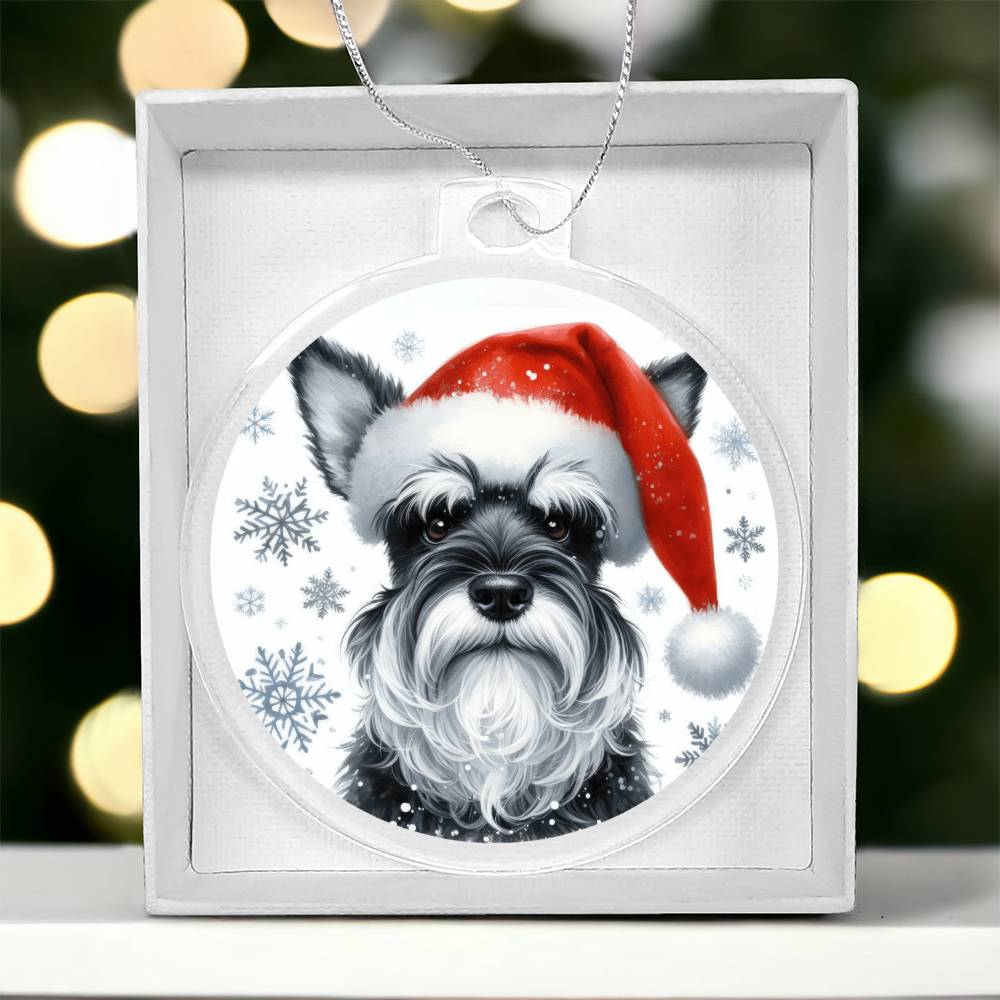 Christmas Dog - Miniature Schnauzer - Acrylic Ornament