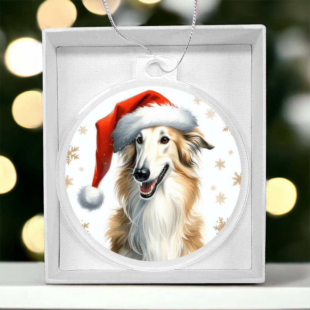 Christmas Dog - Borzoi - Acrylic Ornament