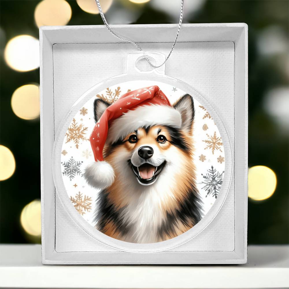 Christmas Dog - Norwegian Buhund - Acrylic Ornament