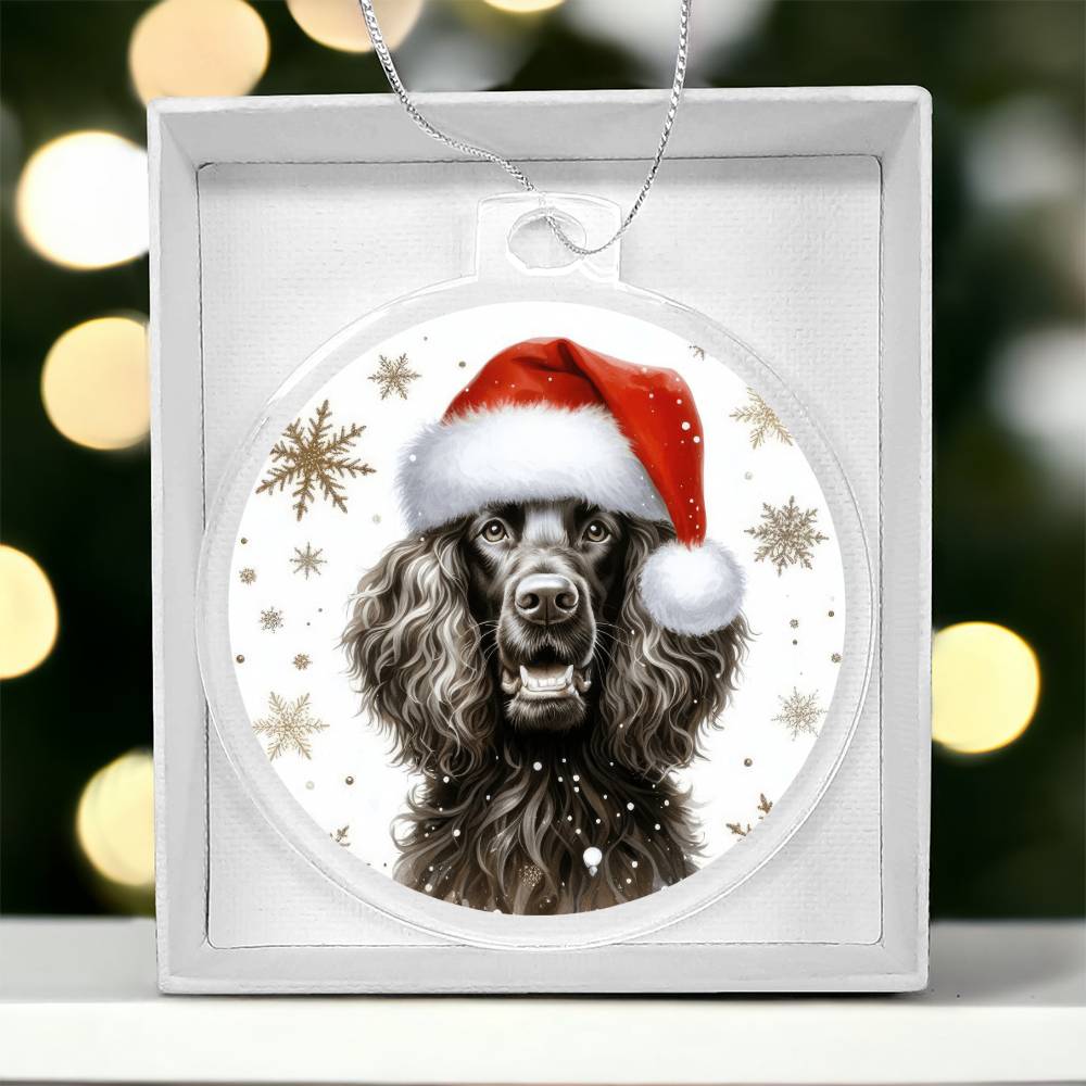 Christmas Dog - Irish Water Spaniel - Acrylic Ornament