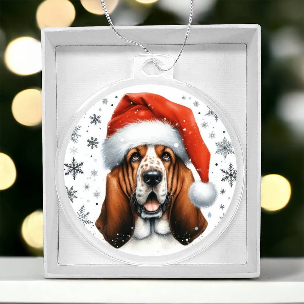 Christmas Dog - Basset Hound - Acrylic Ornament