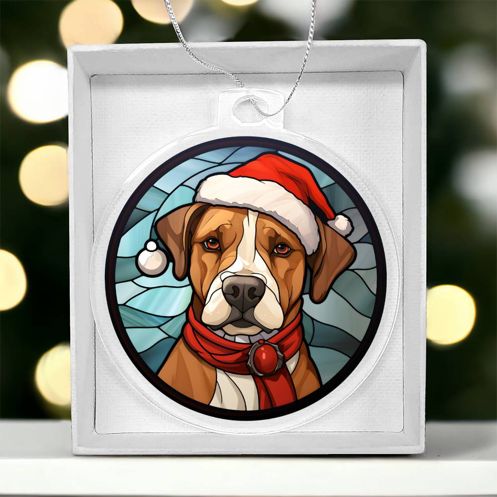 Dog Stained Glass Christmas Design 012 - Acrylic Ornament