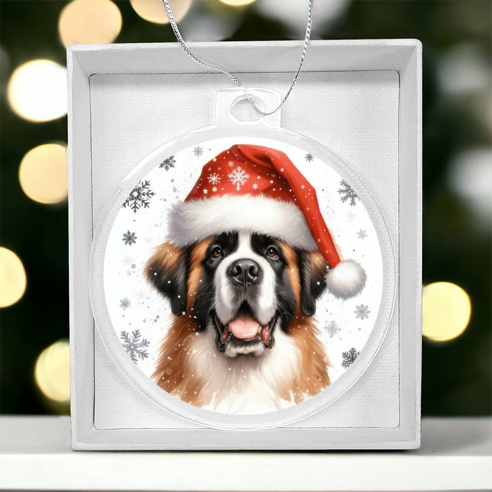 Christmas Dog - St. Bernard - Acrylic Ornament