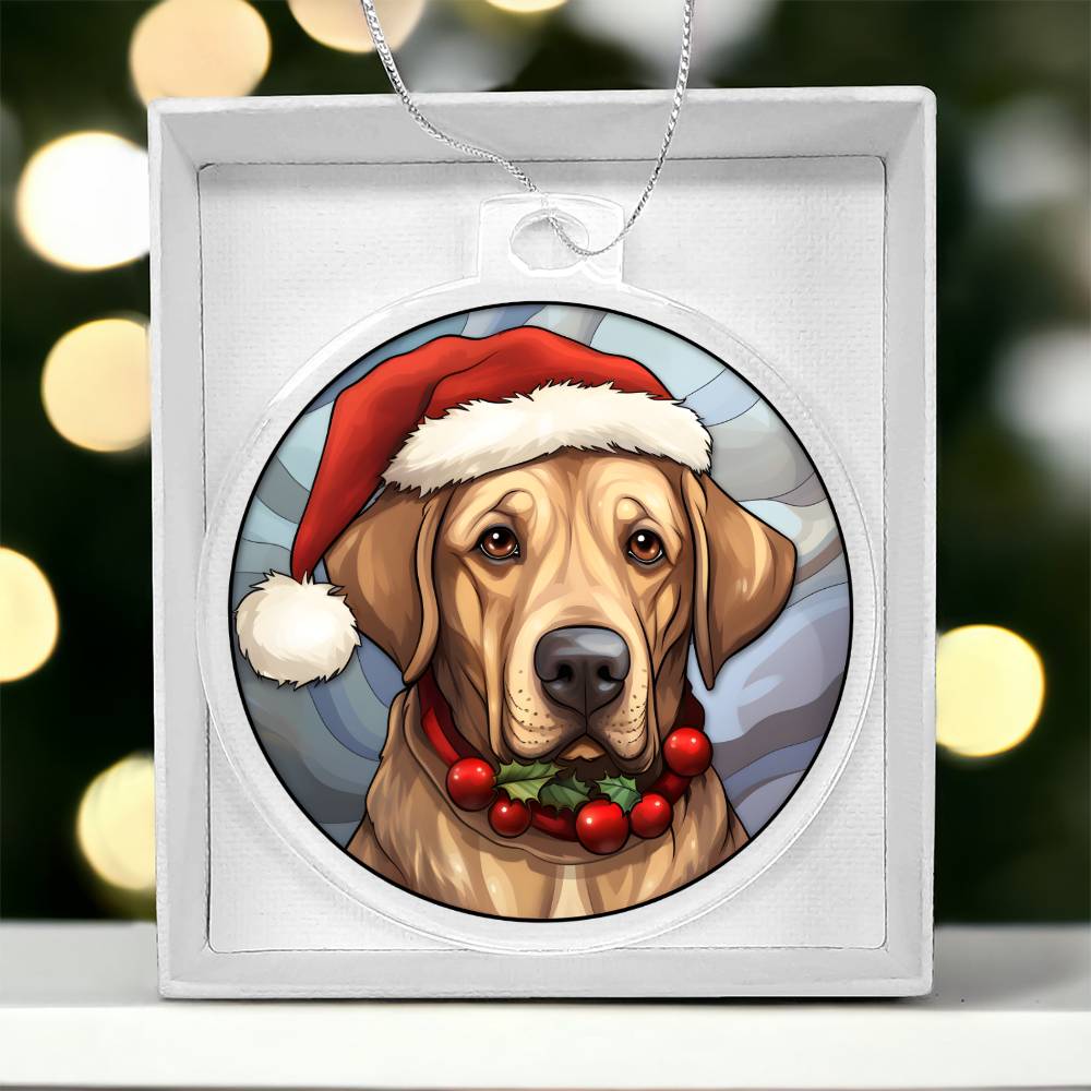 Dog Stained Glass Christmas Design 003 - Acrylic Ornament