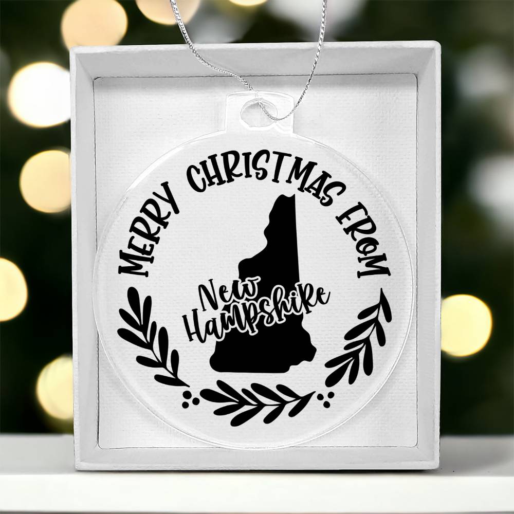 Merry Christmas From New Hampshire - Acrylic Ornament