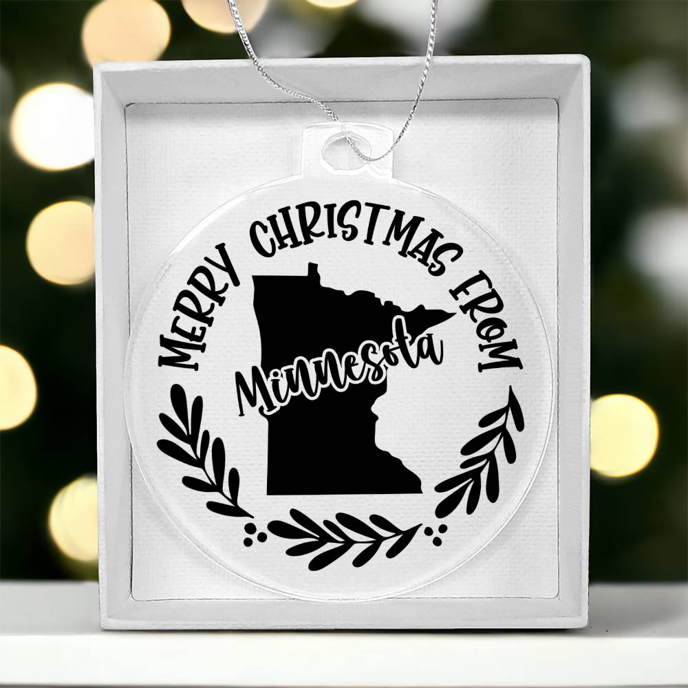 Merry Christmas From Minnesota - Acrylic Ornament