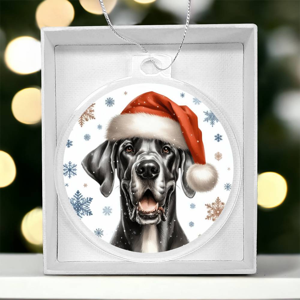 Christmas Dog - Great Dane - Acrylic Ornament