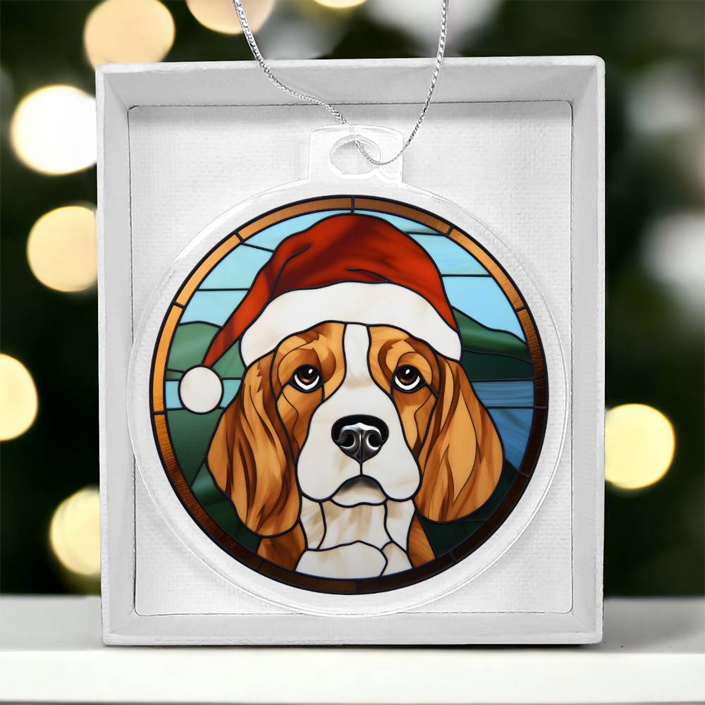 Dog Stained Glass Christmas Design 023 - Acrylic Ornament