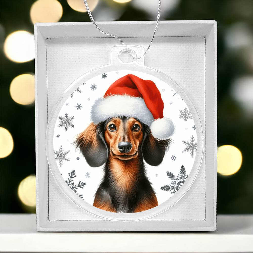 Christmas Dog - Dachshund - Acrylic Ornament