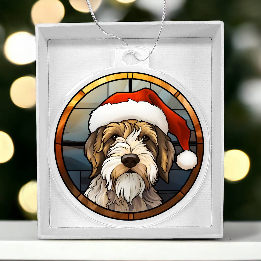 Dog Stained Glass Christmas Design 019 - Acrylic Ornament
