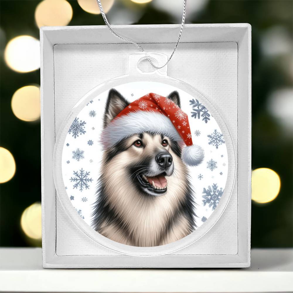 Christmas Dog - Norwegian Elkhound - Acrylic Ornament