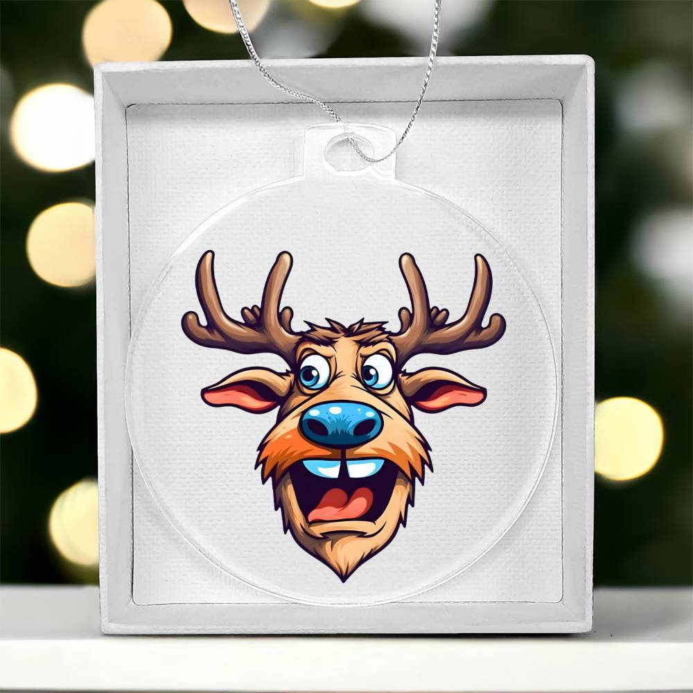 Funny Reindeer Face 05 - Acrylic Ornament
