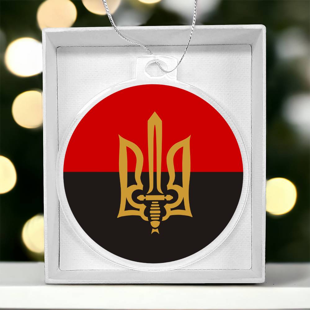 Stylized Tryzub And Red-Black Flag - Acrylic Ornament