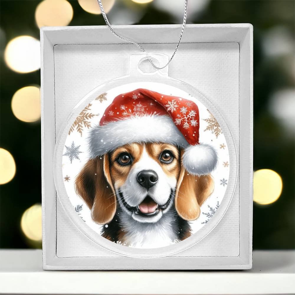 Christmas Dog - Beagle - Acrylic Ornament