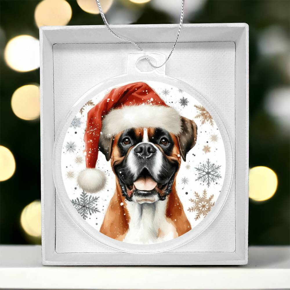 Christmas Dog - Boxer - Acrylic Ornament
