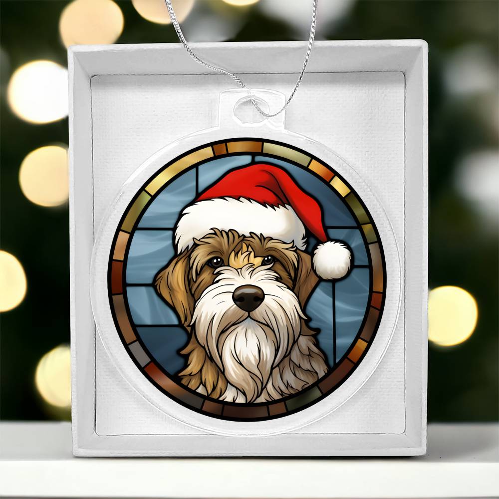 Dog Stained Glass Christmas Design 009 - Acrylic Ornament