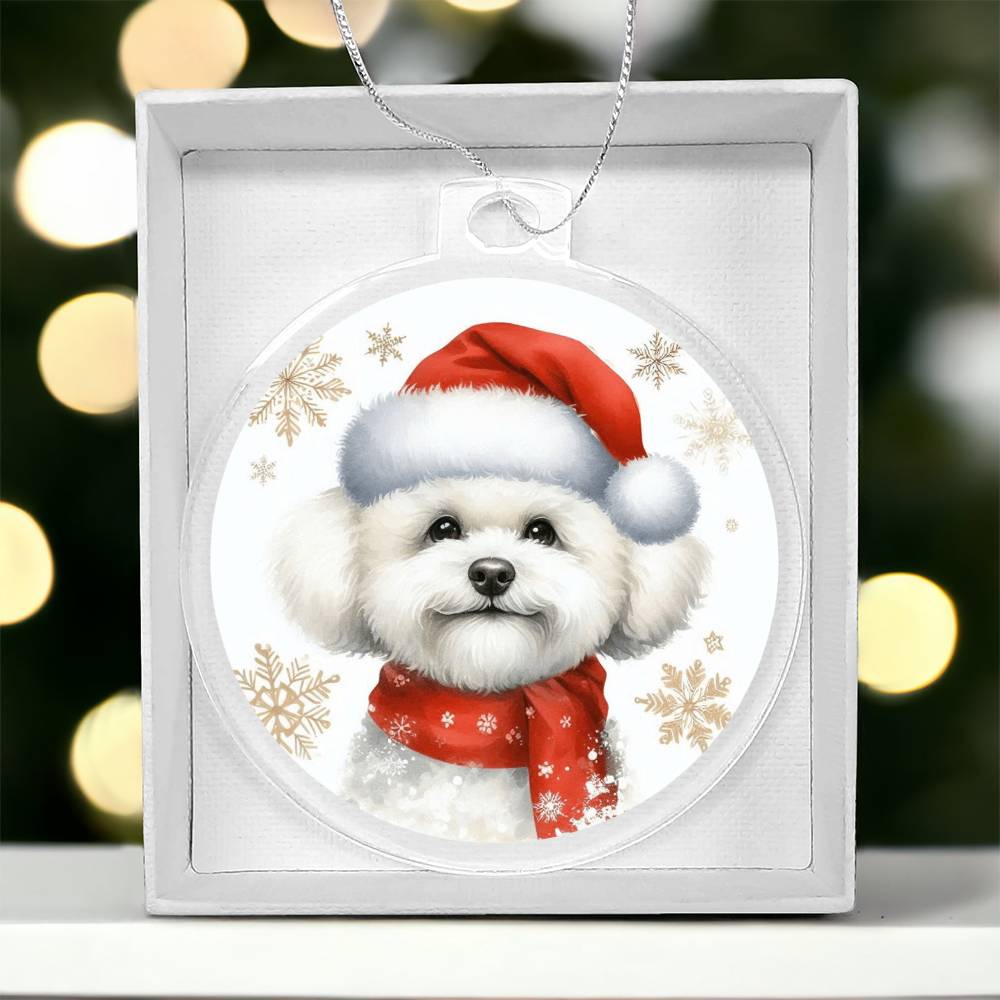 Christmas Dog - Bichon Frise - Acrylic Ornament