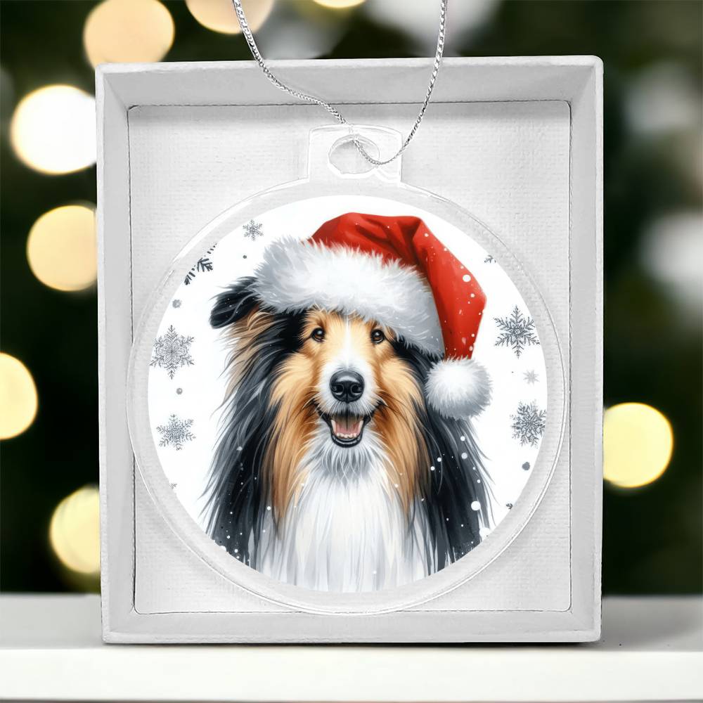 Christmas Dog - Bearded Collie - Acrylic Ornament