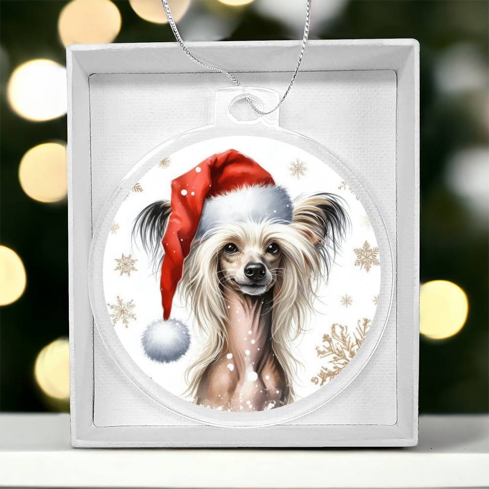 Christmas Dog - Chinese Crested - Acrylic Ornament