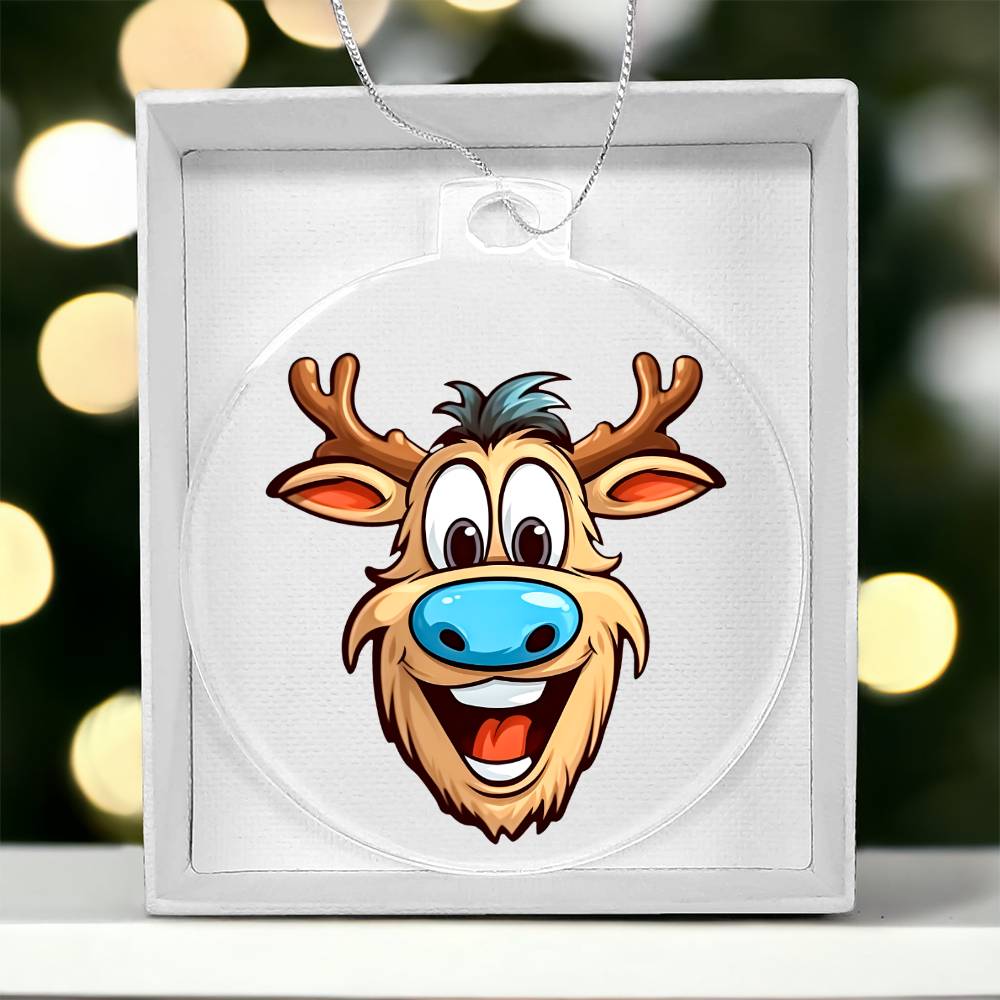 Funny Reindeer Face 14 - Acrylic Ornament