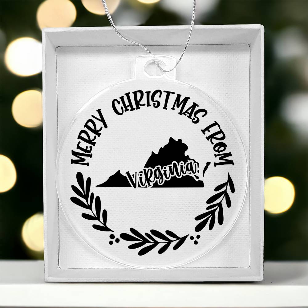 Merry Christmas From Virginia - Acrylic Ornament