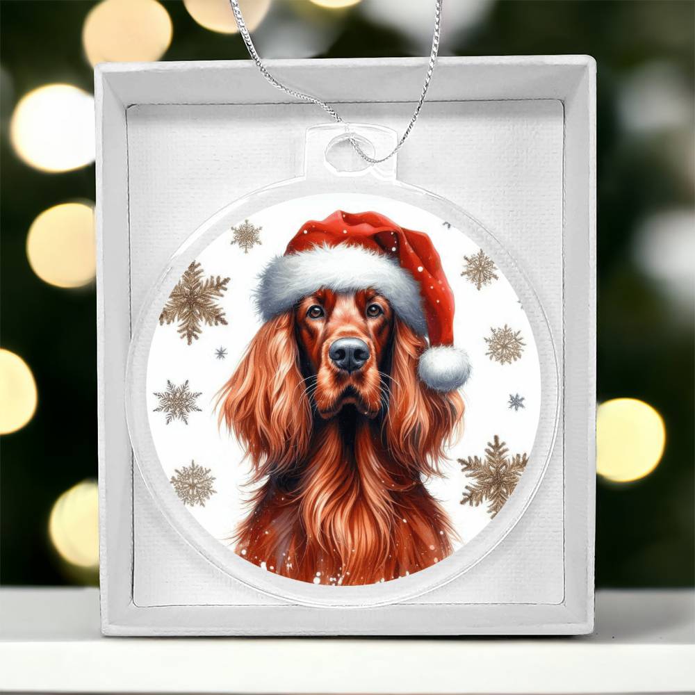 Christmas Dog - Irish Setter - Acrylic Ornament