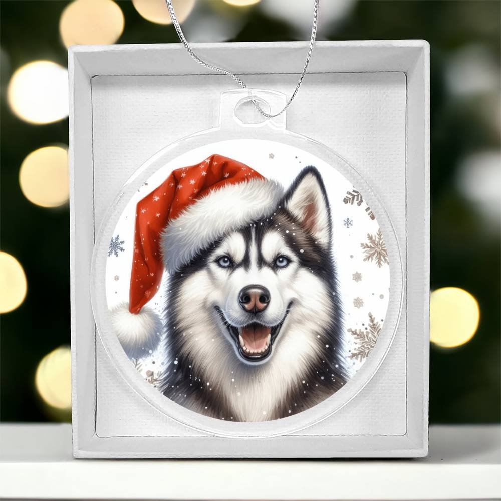 Christmas Dog - Siberian Husky Dog - Acrylic Ornament