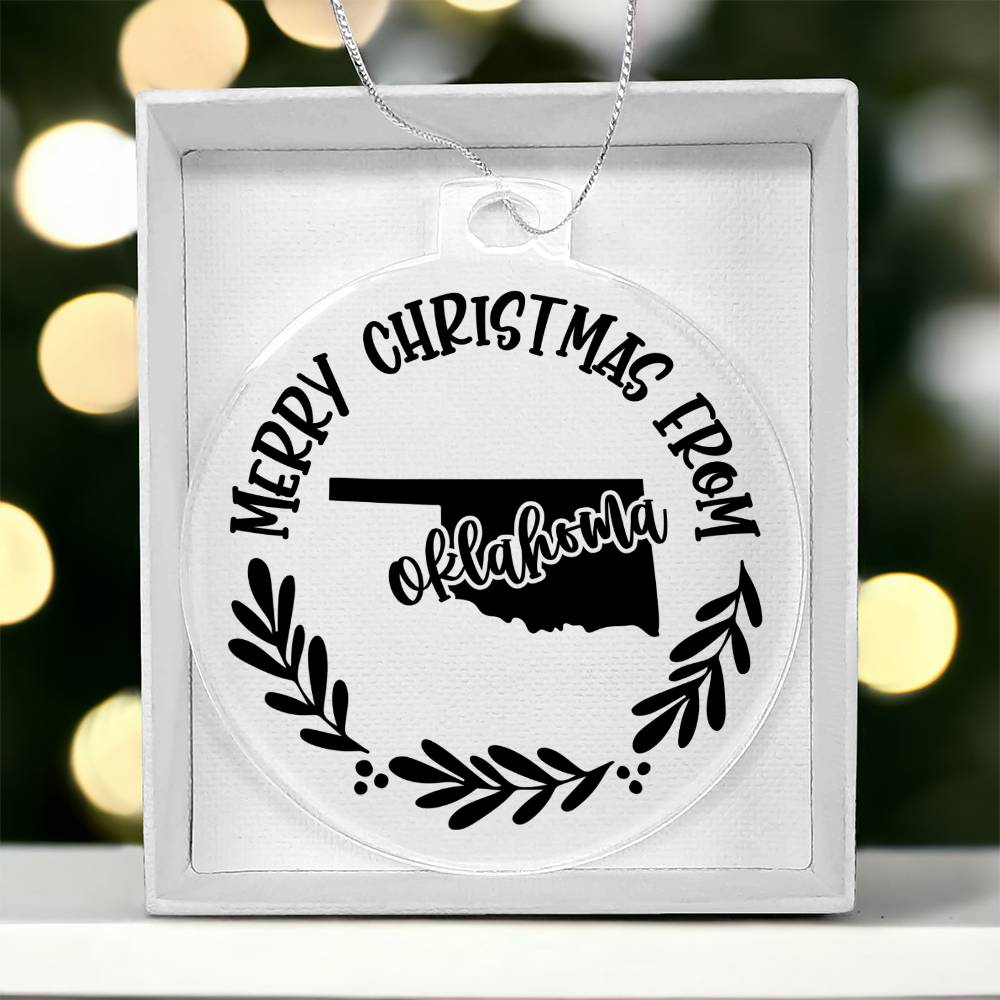 Merry Christmas From Oklahoma - Acrylic Ornament