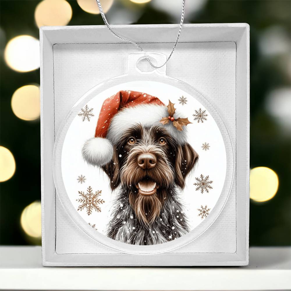 Christmas Dog - German Wirehaired Pointer - Acrylic Ornament