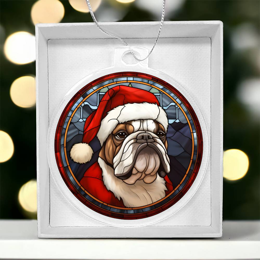 Dog Stained Glass Christmas Design 015 - Acrylic Ornament