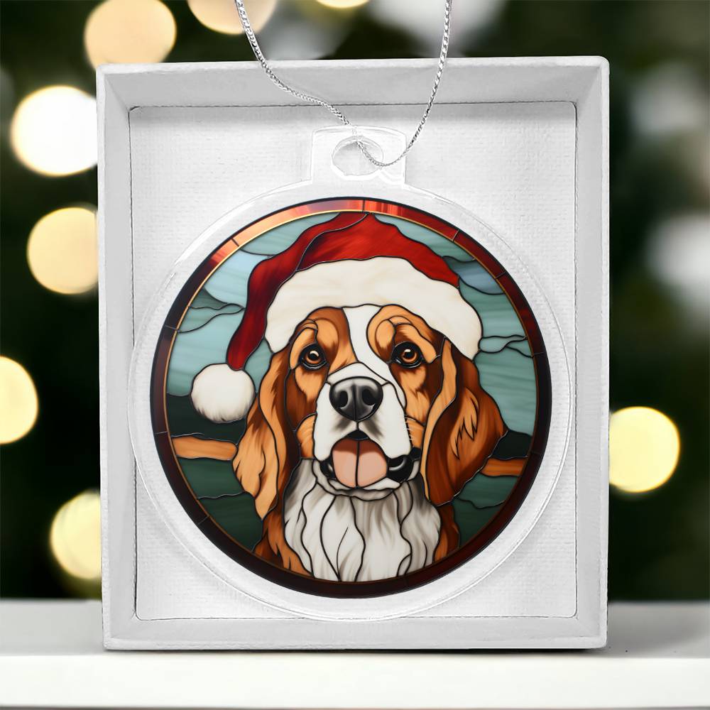 Dog Stained Glass Christmas Design 035 - Acrylic Ornament
