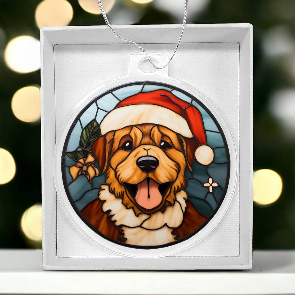 Dog Stained Glass Christmas Design 011 - Acrylic Ornament