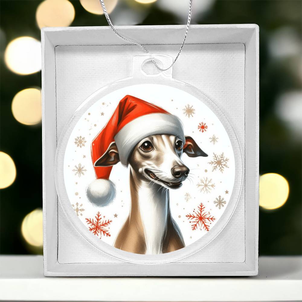 Christmas Dog - Italian Greyhound - Acrylic Ornament