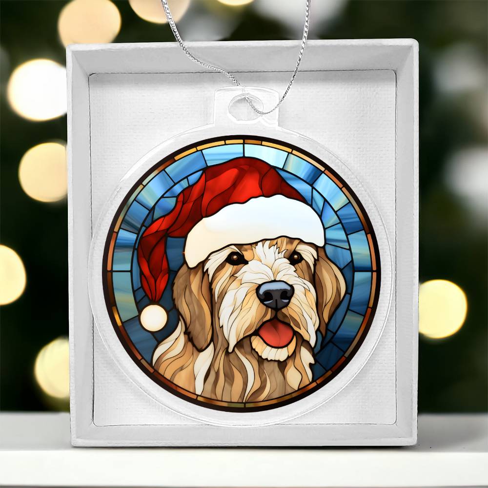 Dog Stained Glass Christmas Design 028 - Acrylic Ornament