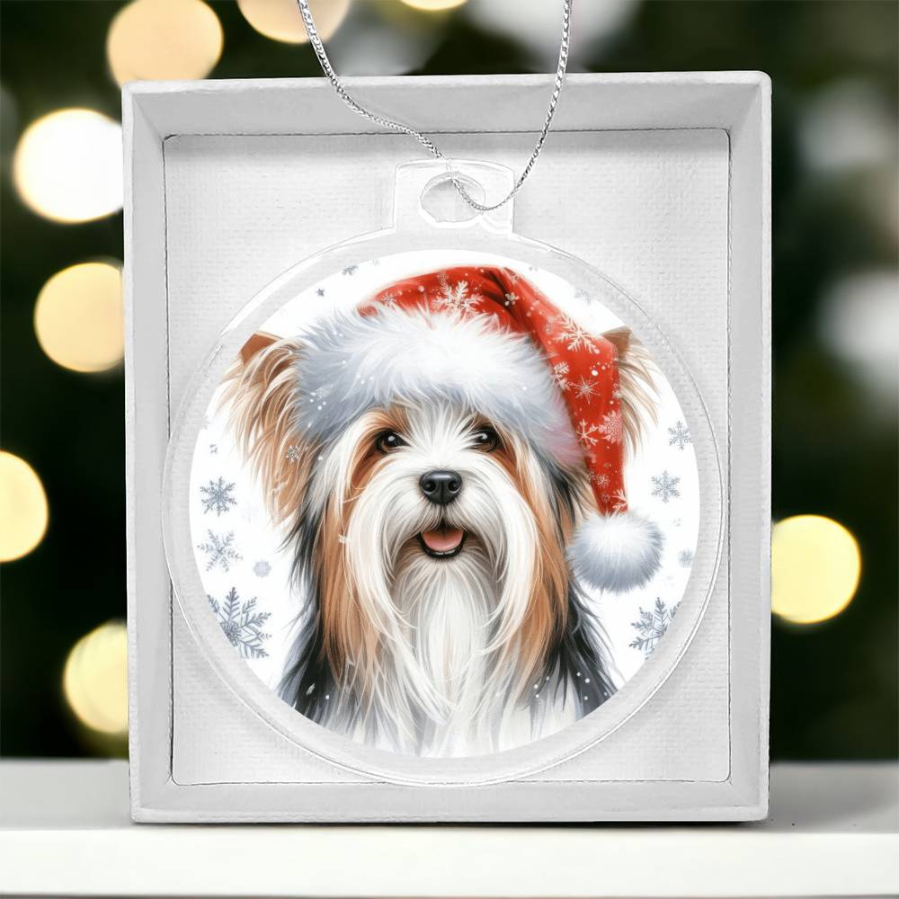 Christmas Dog - Biewer Terrier - Acrylic Ornament