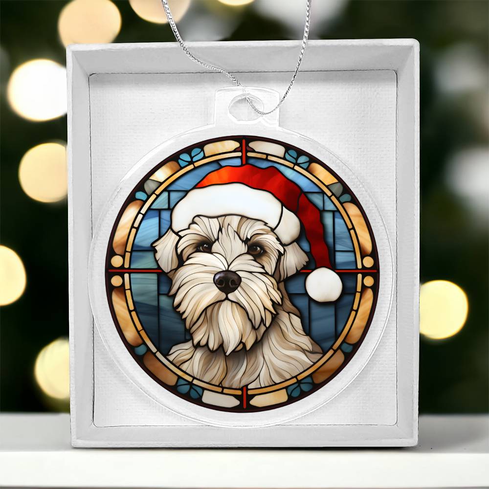 Dog Stained Glass Christmas Design 033 - Acrylic Ornament