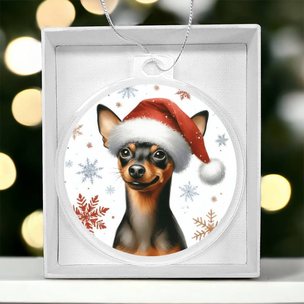 Christmas Dog - Miniature Pinscher - Acrylic Ornament