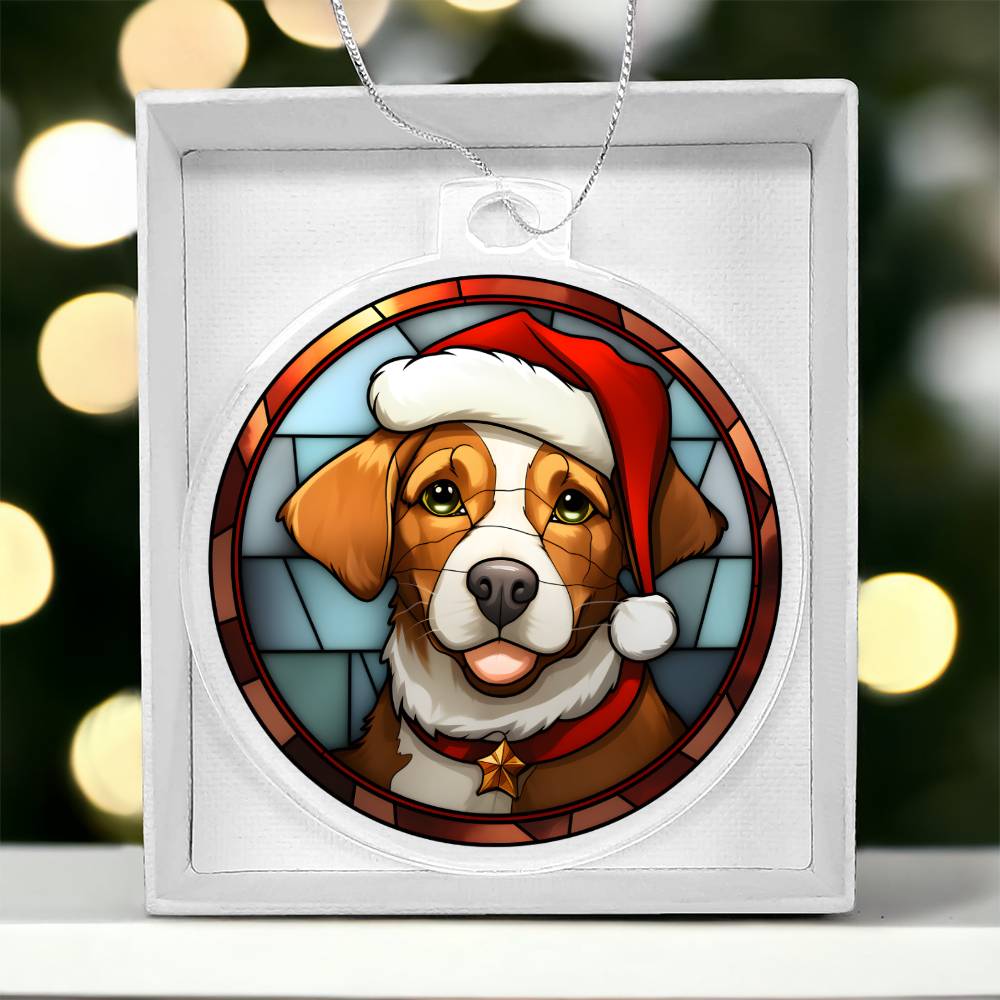 Dog Stained Glass Christmas Design 005 - Acrylic Ornament