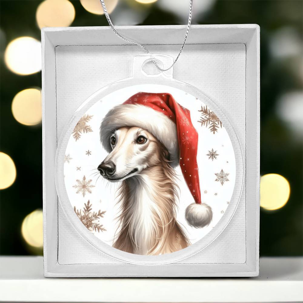 Christmas Dog - Greyhound - Acrylic Ornament