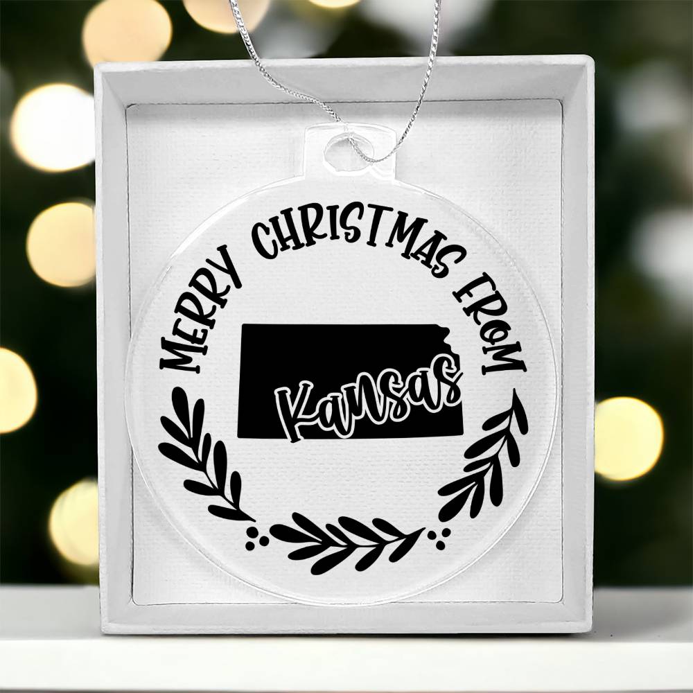 Merry Christmas From Kansas - Acrylic Ornament
