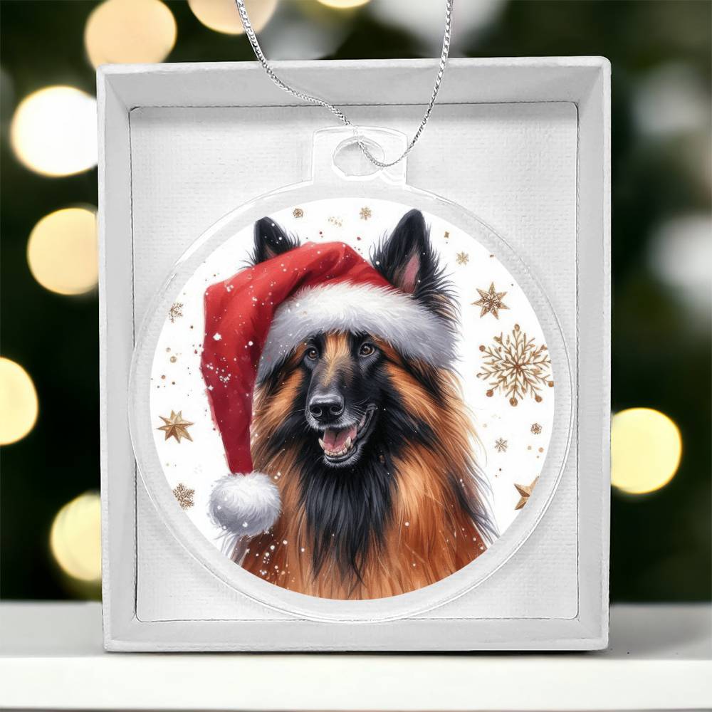 Christmas Dog - Belgian Tervuren - Acrylic Ornament