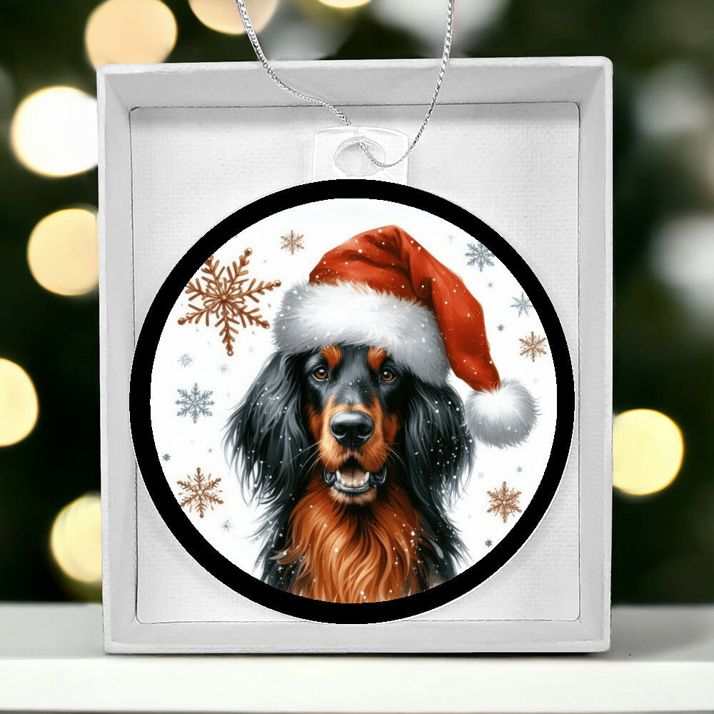 Christmas Dog - Gordon Setter - Acrylic Ornament