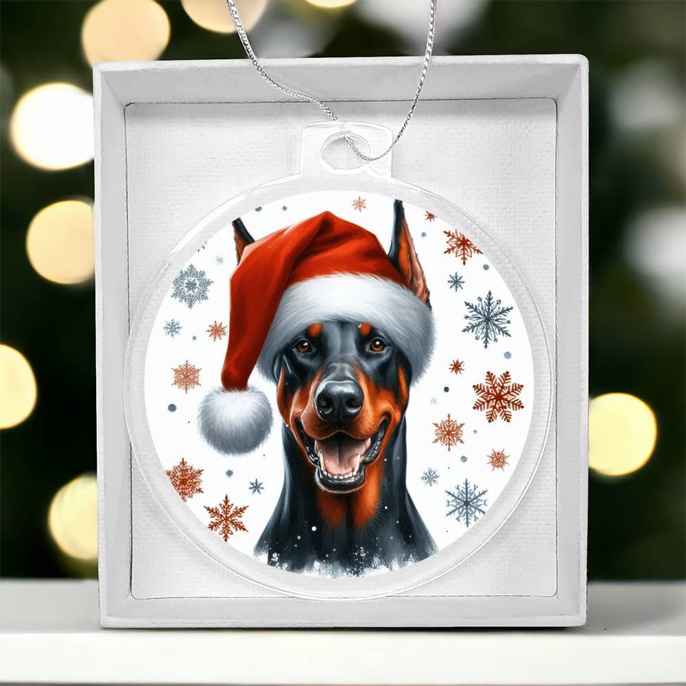 Christmas Dog - Doberman Pinscher - Acrylic Ornament