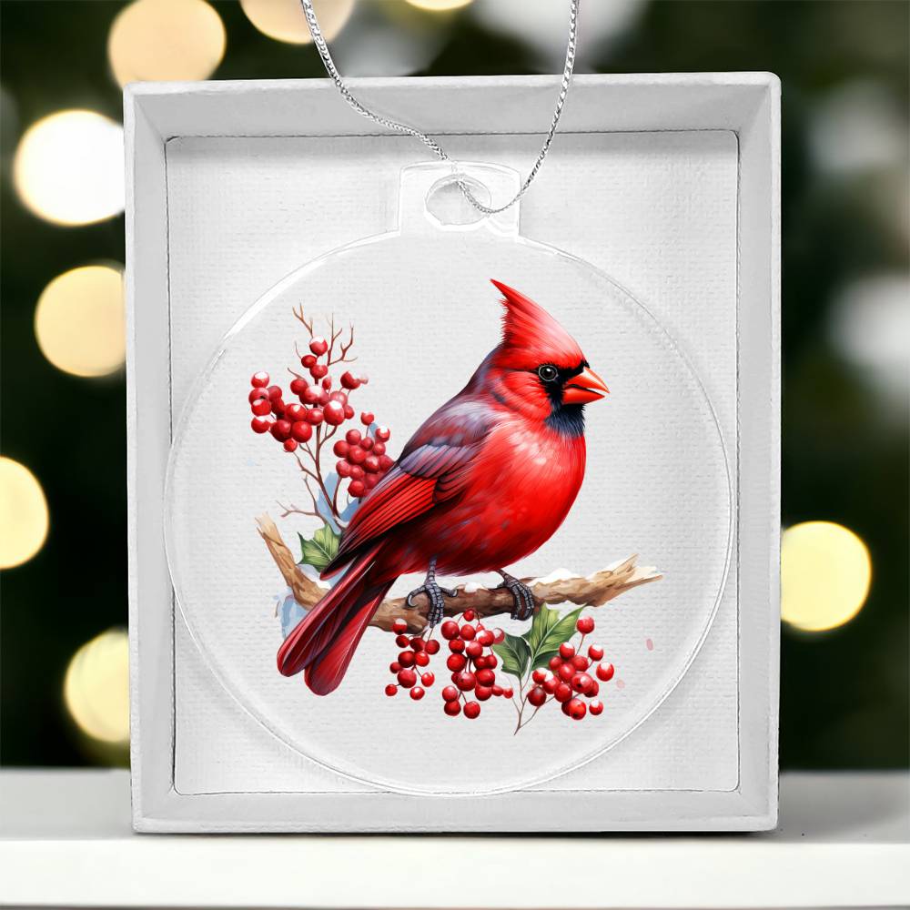 Christmas Cardinal 010 - Acrylic Ornament